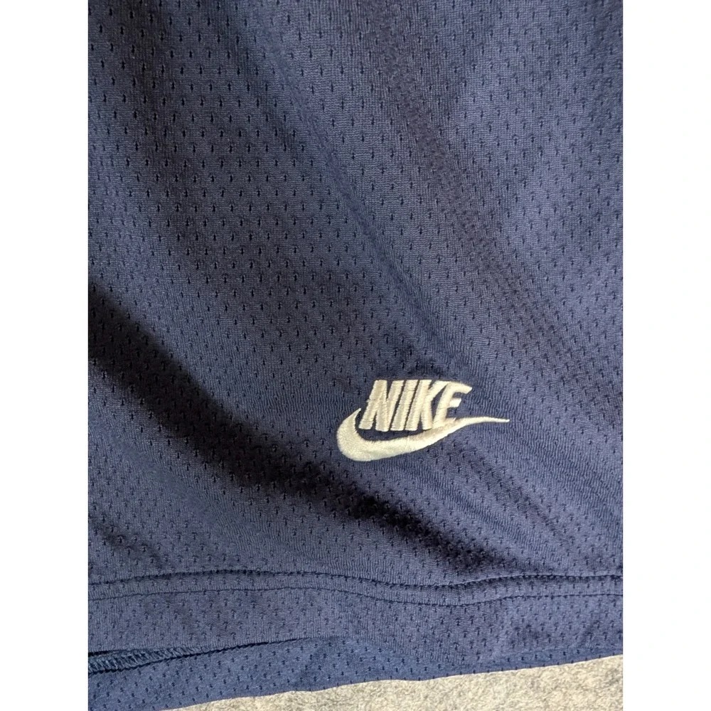 Nike Mens Mesh Athletic Shorts Navy Blue Embroidered Logo Drawstring Activewear